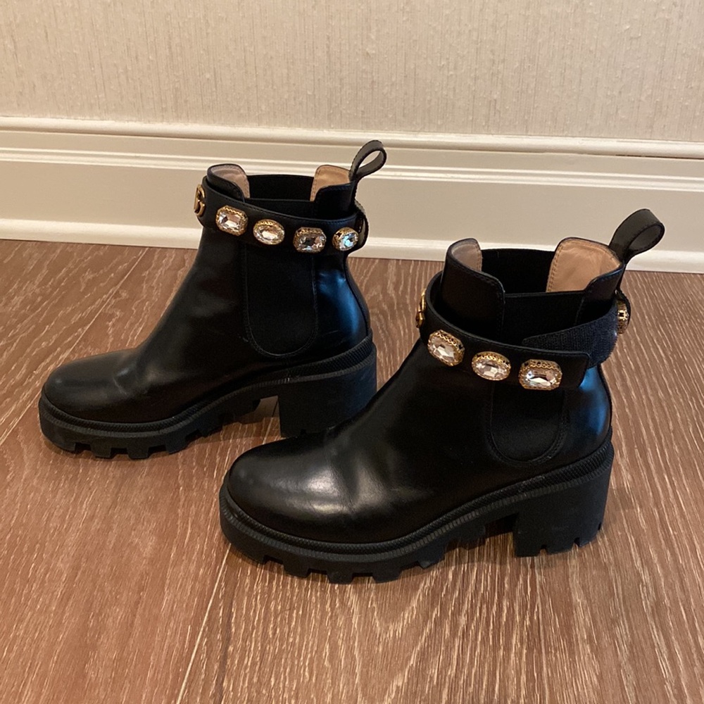 Gucci black ankle boots jewels size EU 35, US 5 1/2